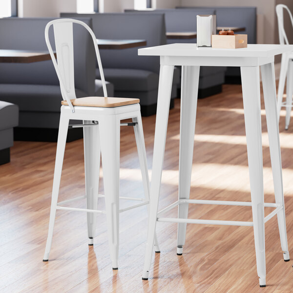 Lancaster Table & Seating Alloy Series White Metal Indoor Industrial Cafe Bar Height Stool with Vertical Slat Back and Natural Wood Seat Best Pirce ???? LT&S Alloy Series Lancaster Table & Seating Alloy Series White Metal Indoor Industrial Cafe Bar Height Stool With Vertical Slat Back And Natural Wood Seat ???? -Lancaster Shop unnamed file 817