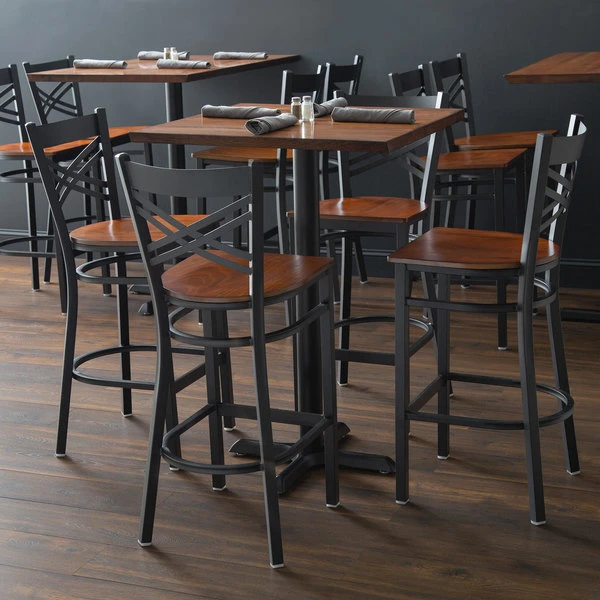 Discount โจ Lancaster Table & Seating Black Cross Back Bar Height Chair With Antique Walnut Seat ๐ - Image 6