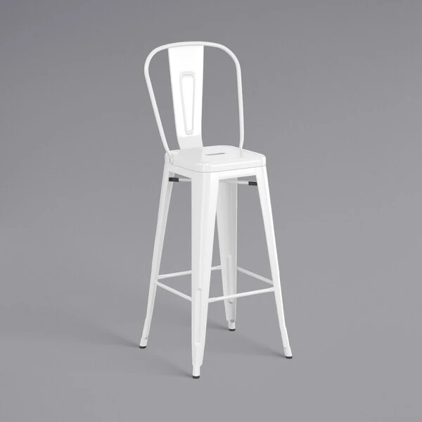 Best Pirce 😍 LT&S Alloy Series Lancaster Table & Seating Alloy Series White Metal Indoor Industrial Cafe Bar Height Stool With Vertical Slat Back And Natural Wood Seat 👍 - Image 4