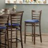 Wholesale ✨ Lancaster Table & Seating Antique Copper Ladder Back Bar Height Chair With Navy Padded Seat ????