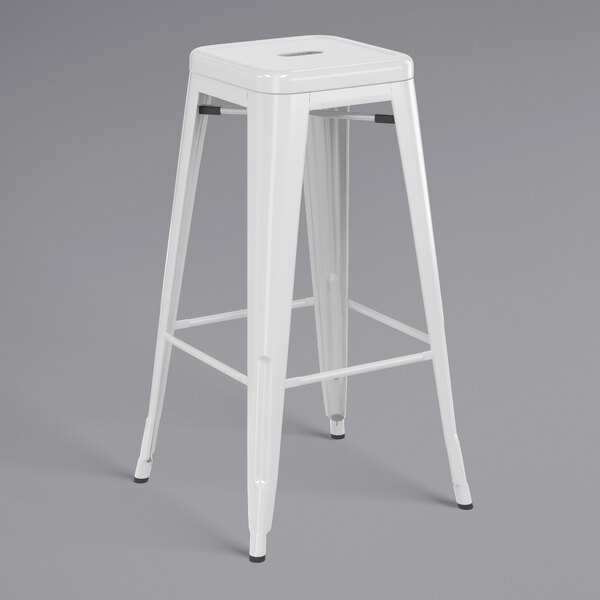 Lancaster Table & Seating Alloy Series White Stackable Metal Indoor / Outdoor Industrial Barstool with Drain Hole Seat Outlet ???? LT&S Alloy Series Lancaster Table & Seating Alloy Series White Stackable Metal Indoor / Outdoor Industrial Barstool With Drain Hole Seat ✨ -Lancaster Shop unnamed file 84