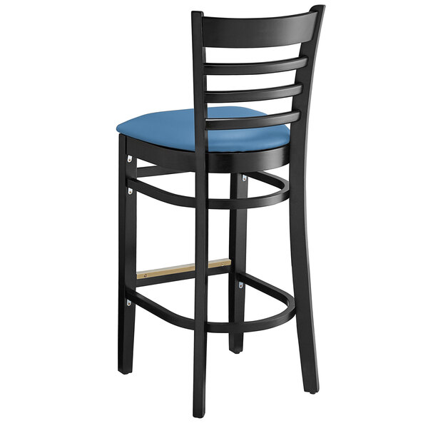 Lancaster Table & Seating Black Finish Wooden Ladder Back Bar Height Chair with Blue Padded Seat Cheapest ???? Lancaster Table & Seating Black Finish Wooden Ladder Back Bar Height Chair With Blue Padded Seat ???? -Lancaster Shop unnamed file 840