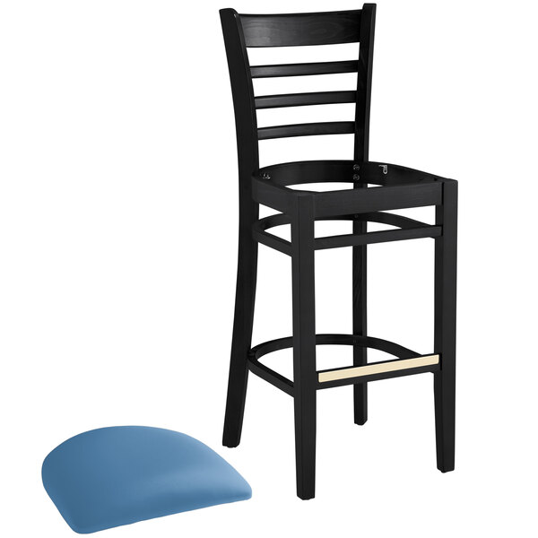 Lancaster Table & Seating Black Finish Wooden Ladder Back Bar Height Chair with Blue Padded Seat Cheapest ???? Lancaster Table & Seating Black Finish Wooden Ladder Back Bar Height Chair With Blue Padded Seat ???? -Lancaster Shop unnamed file 841