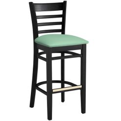 Hot Sale ???? Lancaster Table & Seating Black Finish Wooden Ladder Back Bar Height Chair With Seafoam Padded Seat ???? -Lancaster Shop unnamed file 847