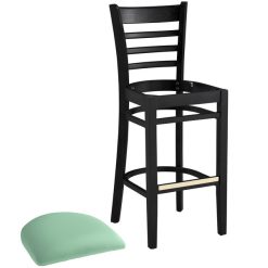 Hot Sale ???? Lancaster Table & Seating Black Finish Wooden Ladder Back Bar Height Chair With Seafoam Padded Seat ???? -Lancaster Shop unnamed file 849