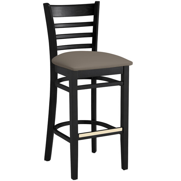 Lancaster Table & Seating Black Finish Wooden Ladder Back Bar Height Chair with Taupe Padded Seat Flash Sale ???? Lancaster Table & Seating Black Finish Wooden Ladder Back Bar Height Chair With Taupe Padded Seat ???? -Lancaster Shop unnamed file 851