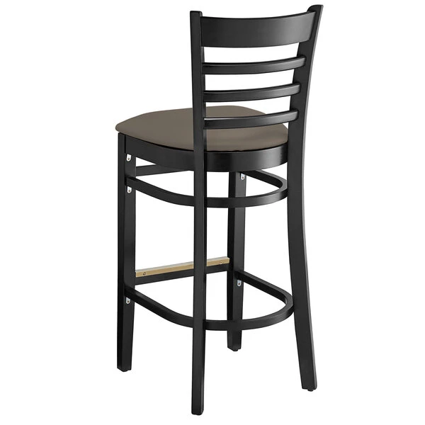 Flash Sale ๐ Lancaster Table & Seating Black Finish Wooden Ladder Back Bar Height Chair With Taupe Padded Seat ๐ฏ - Image 3
