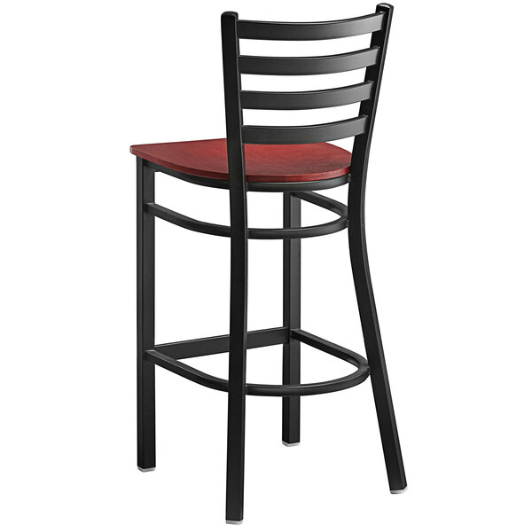 Lancaster Table & Seating Black Frame Ladder Back Bar Height Chair with Mahogany Wood Seat Cheapest ???? Lancaster Table & Seating Black Frame Ladder Back Bar Height Chair With Mahogany Wood Seat ???? -Lancaster Shop unnamed file 856