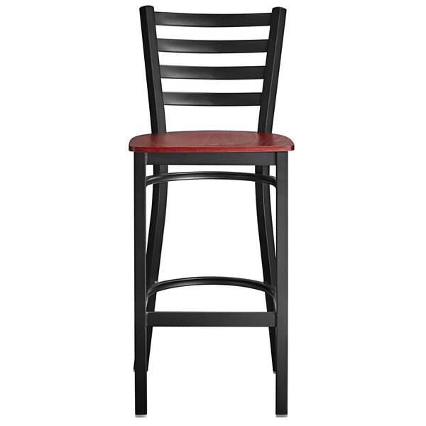 Lancaster Table & Seating Black Frame Ladder Back Bar Height Chair with Mahogany Wood Seat Cheapest ???? Lancaster Table & Seating Black Frame Ladder Back Bar Height Chair With Mahogany Wood Seat ???? -Lancaster Shop unnamed file 858