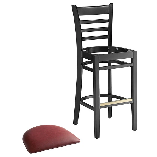Best reviews of ๐ Lancaster Table & Seating Black Ladder Back Bar Height Chair With Burgundy Padded Seat ๐ - Image 4