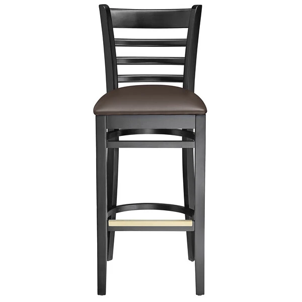Wholesale 🥰 Lancaster Table & Seating Black Ladder Back Bar Height Chair With Dark Brown Padded Seat 🤩 - Image 5