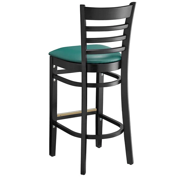 Flash Sale 🌟 Lancaster Table & Seating Black Ladder Back Bar Height Chair With Green Padded Seat 🛒 - Image 3