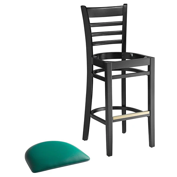 Flash Sale 🌟 Lancaster Table & Seating Black Ladder Back Bar Height Chair With Green Padded Seat 🛒 - Image 4