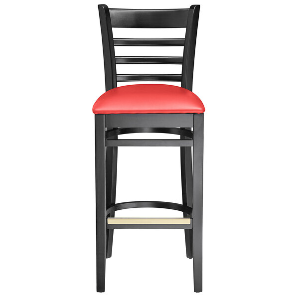 Lancaster Table & Seating Black Ladder Back Bar Height Chair with Red Padded Seat Budget ✨ Lancaster Table & Seating Black Ladder Back Bar Height Chair With Red Padded Seat ???? -Lancaster Shop unnamed file 878
