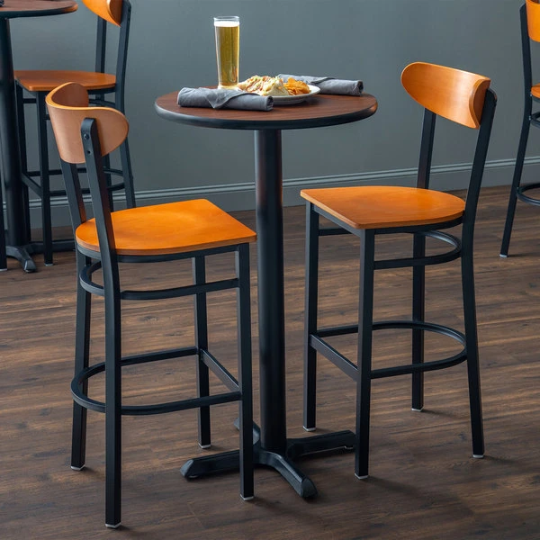 Buy 👍 LT&S Boomerang Series Lancaster Table & Seating Boomerang Bar Height Black Chair With Cherry Seat And Back 💯 - Image 5