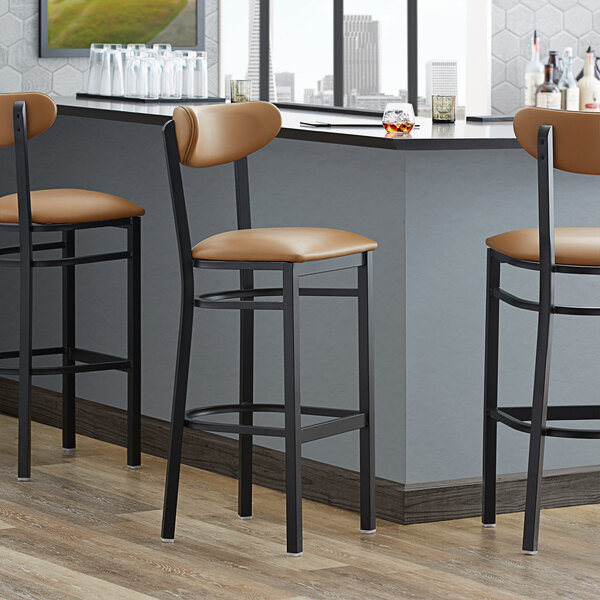 Lancaster Table & Seating Boomerang Bar Height Black Coat Chair with Light Brown Vinyl Seat and Back Wholesale ???? LT&S Boomerang Series Lancaster Table & Seating Boomerang Bar Height Black ???? Coat Chair With Light Brown Vinyl Seat And Back ???? -Lancaster Shop unnamed file 904