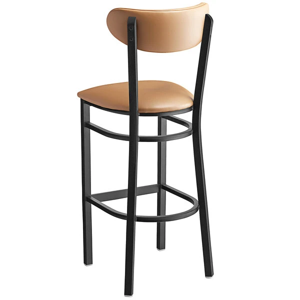 Wholesale 👏 LT&S Boomerang Series Lancaster Table & Seating Boomerang Bar Height Black 🧥 Coat Chair With Light Brown Vinyl Seat And Back 🔔 - Image 3