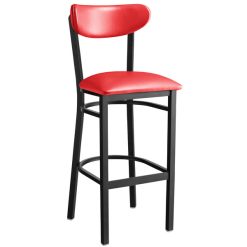 Hot Sale ???? LT&S Boomerang Series Lancaster Table & Seating Boomerang Bar Height Black ???? Coat Chair With Red Vinyl Seat And Back ???? -Lancaster Shop unnamed file 909