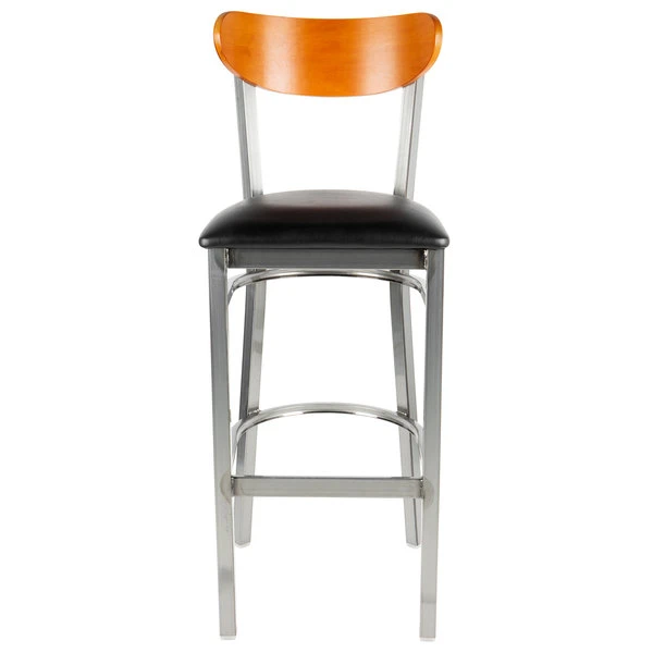 Cheap 😀 LT&S Boomerang Series Lancaster Table & Seating Boomerang Bar Height Clear 🧥 Coat Chair With Black Vinyl Seat And Cherry Back 💯 - Image 4