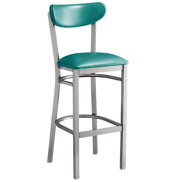 Cheapest 🤩 LT&S Boomerang Series Lancaster Table & Seating Boomerang Bar Height Clear 🧥 Coat Chair With Green Vinyl Seat And Back ❤️ - Image 2