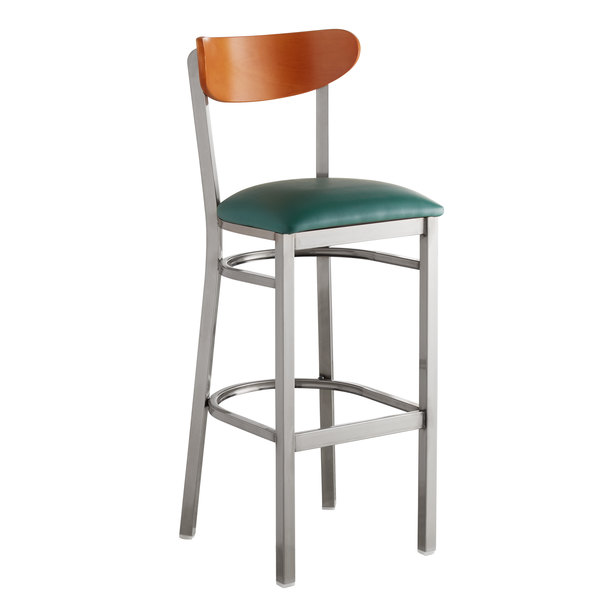 Wholesale ???? LT&S Boomerang Series Lancaster Table & Seating Boomerang Bar Height Clear ???? Coat Chair With Green Vinyl Seat And Cherry Back ???? 4 Wholesale ???? LT&S Boomerang Series Lancaster Table & Seating Boomerang Bar Height Clear ???? Coat Chair With Green Vinyl Seat And Cherry Back ???? - Image 2