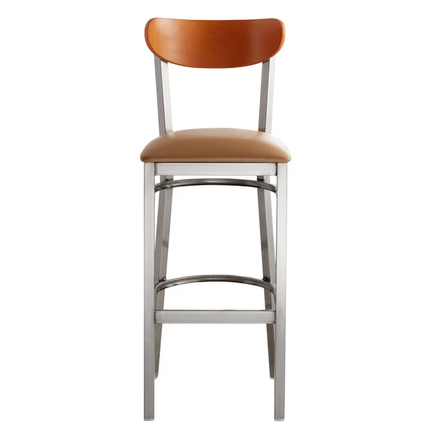 Cheapest ✨ LT&S Boomerang Series Lancaster Table & Seating Boomerang Bar Height Clear 🧥 Coat Chair With Light Brown Vinyl Seat And Cherry Back 🛒 - Image 4