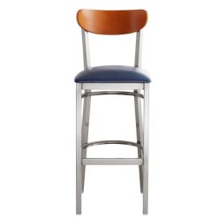 New ???? LT&S Boomerang Series Lancaster Table & Seating Boomerang Bar Height Clear ???? Coat Chair With Navy Vinyl Seat And Cherry Back ???? -Lancaster Shop unnamed file 939