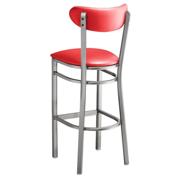 Coupon 🔔 LT&S Boomerang Series Lancaster Table & Seating Boomerang Bar Height Clear 🧥 Coat Chair With Red Vinyl Seat And Back ✔️ - Image 3