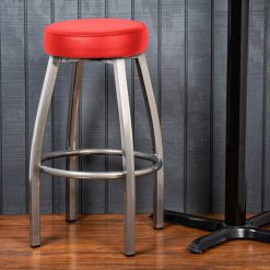 Best Pirce ???? Lancaster Table & Seating Clear ???? Coat Backless Barstool With Red Swivel Upholstered Seat ????