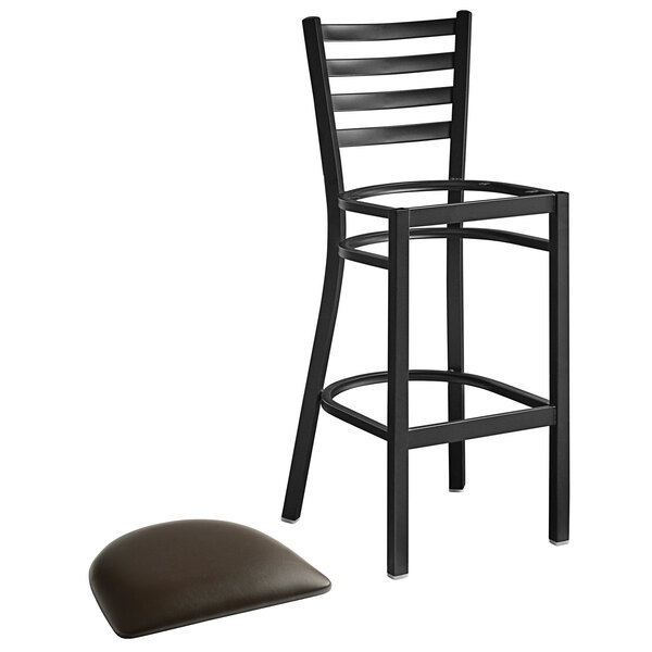 Lancaster Table & Seating Black Frame Ladder Back Bar Height Chair with Dark Brown Padded Seat Hot Sale ???? Lancaster Table & Seating Black Frame Ladder Back Bar Height Chair With Dark Brown Padded Seat ???? -Lancaster Shop unnamed file 98
