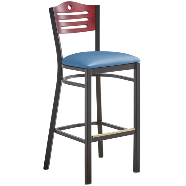 Lancaster Table & Seating Mahogany Finish Bar Height Bistro Chair with 2" Blue Padded Seat Outlet ⌛ Lancaster Table & Seating Mahogany Finish Bar Height Bistro Chair With 2" Blue Padded Seat ???? -Lancaster Shop unnamed file 989