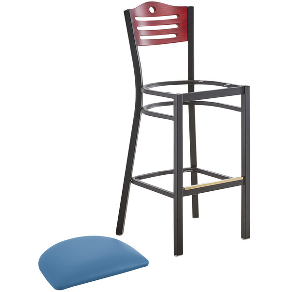 Lancaster Table & Seating Mahogany Finish Bar Height Bistro Chair with 2" Blue Padded Seat Outlet ⌛ Lancaster Table & Seating Mahogany Finish Bar Height Bistro Chair With 2" Blue Padded Seat ???? -Lancaster Shop unnamed file 991