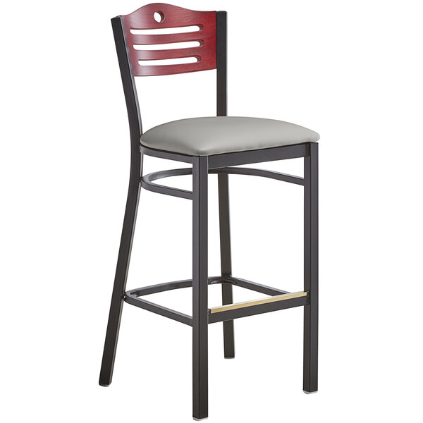 Lancaster Table & Seating Mahogany Finish Bar Height Bistro Chair with 2" Light Gray Padded Seat Flash Sale ???? Lancaster Table & Seating Mahogany Finish Bar Height Bistro Chair With 2" Light Gray Padded Seat ???? -Lancaster Shop unnamed file 993