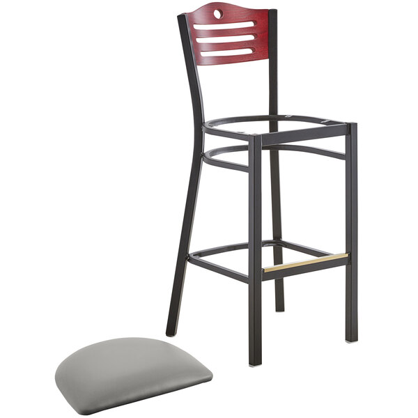 Lancaster Table & Seating Mahogany Finish Bar Height Bistro Chair with 2" Light Gray Padded Seat Flash Sale ???? Lancaster Table & Seating Mahogany Finish Bar Height Bistro Chair With 2" Light Gray Padded Seat ???? -Lancaster Shop unnamed file 995