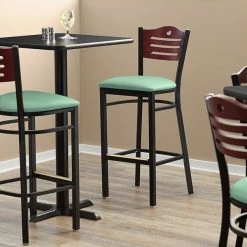 Outlet 🥰 Lancaster Table & Seating Mahogany Finish Bar Height Bistro Chair With 2" Seafoam Padded Seat ✨